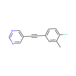 Cc1cc(C#Cc2cncnc2)ccc1F ZINC000045498002