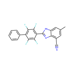 Cc1cc(C#N)c2nc(-c3c(F)c(F)c(-c4ccccc4)c(F)c3F)[nH]c2c1 ZINC000144708000