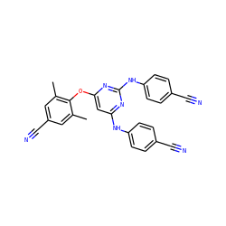 Cc1cc(C#N)cc(C)c1Oc1cc(Nc2ccc(C#N)cc2)nc(Nc2ccc(C#N)cc2)n1 ZINC000653735495