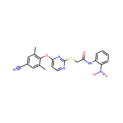 Cc1cc(C#N)cc(C)c1Oc1ccnc(SCC(=O)Nc2ccccc2[N+](=O)[O-])n1 ZINC000473107462