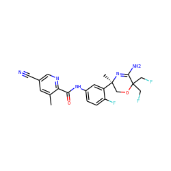 Cc1cc(C#N)cnc1C(=O)Nc1ccc(F)c([C@]2(C)COC(CF)(CF)C(N)=N2)c1 ZINC000205061865