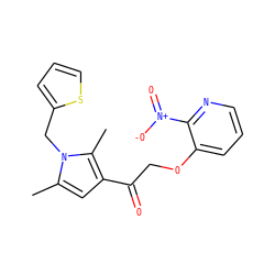 Cc1cc(C(=O)COc2cccnc2[N+](=O)[O-])c(C)n1Cc1cccs1 ZINC000002622981