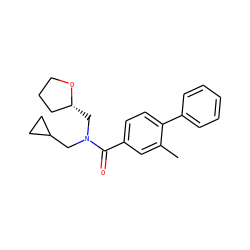 Cc1cc(C(=O)N(CC2CC2)C[C@@H]2CCCO2)ccc1-c1ccccc1 ZINC000040914304