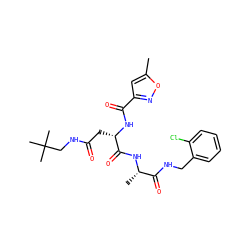 Cc1cc(C(=O)N[C@@H](CC(=O)NCC(C)(C)C)C(=O)N[C@@H](C)C(=O)NCc2ccccc2Cl)no1 ZINC000169329241