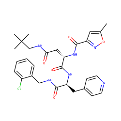 Cc1cc(C(=O)N[C@@H](CC(=O)NCC(C)(C)C)C(=O)N[C@@H](Cc2ccncc2)C(=O)NCc2ccccc2Cl)no1 ZINC000169326884