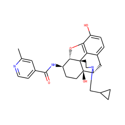 Cc1cc(C(=O)N[C@@H]2CC[C@@]3(O)[C@H]4Cc5ccc(O)c6c5[C@@]3(CCN4CC3CC3)[C@H]2O6)ccn1 ZINC000072105895