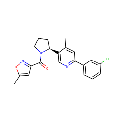 Cc1cc(C(=O)N2CCC[C@H]2c2cnc(-c3cccc(Cl)c3)cc2C)no1 ZINC000072177883