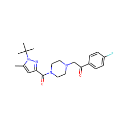Cc1cc(C(=O)N2CCN(CC(=O)c3ccc(F)cc3)CC2)nn1C(C)(C)C ZINC000058568638