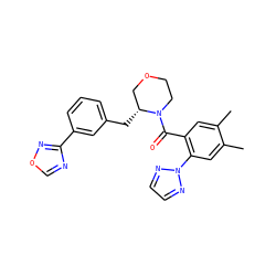 Cc1cc(C(=O)N2CCOC[C@H]2Cc2cccc(-c3ncon3)c2)c(-n2nccn2)cc1C ZINC000205662612