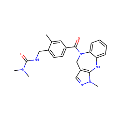 Cc1cc(C(=O)N2Cc3cnn(C)c3Nc3ccccc32)ccc1CNC(=O)N(C)C ZINC000045391875
