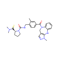 Cc1cc(C(=O)N2Cc3cnn(C)c3Nc3ccccc32)ccc1CNC(=O)N1CCC[C@H]1C(=S)N(C)C ZINC001848349748