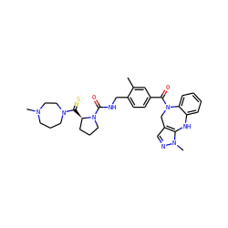 Cc1cc(C(=O)N2Cc3cnn(C)c3Nc3ccccc32)ccc1CNC(=O)N1CCC[C@H]1C(=S)N1CCCN(C)CC1 ZINC000003961873