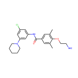 Cc1cc(C(=O)Nc2cc(Cl)cc(N3CCCCC3)c2)cc(C)c1OCCN ZINC000016052612