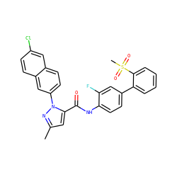 Cc1cc(C(=O)Nc2ccc(-c3ccccc3S(C)(=O)=O)cc2F)n(-c2ccc3cc(Cl)ccc3c2)n1 ZINC000028230576