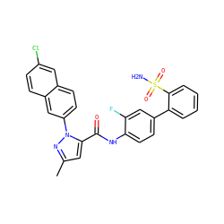 Cc1cc(C(=O)Nc2ccc(-c3ccccc3S(N)(=O)=O)cc2F)n(-c2ccc3cc(Cl)ccc3c2)n1 ZINC000028230631