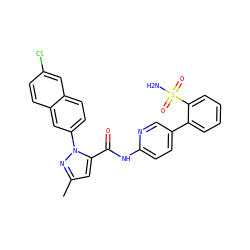 Cc1cc(C(=O)Nc2ccc(-c3ccccc3S(N)(=O)=O)cn2)n(-c2ccc3cc(Cl)ccc3c2)n1 ZINC000028228803