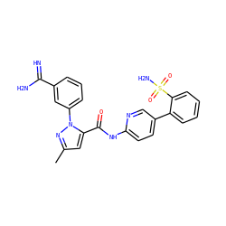 Cc1cc(C(=O)Nc2ccc(-c3ccccc3S(N)(=O)=O)cn2)n(-c2cccc(C(=N)N)c2)n1 ZINC000013861916