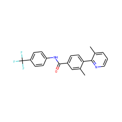 Cc1cc(C(=O)Nc2ccc(C(F)(F)F)cc2)ccc1-c1ncccc1C ZINC000038149574