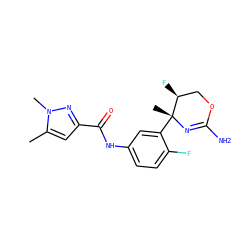 Cc1cc(C(=O)Nc2ccc(F)c([C@@]3(C)N=C(N)OC[C@@H]3F)c2)nn1C ZINC000169702966
