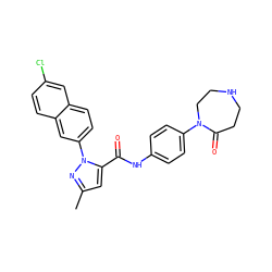 Cc1cc(C(=O)Nc2ccc(N3CCNCCC3=O)cc2)n(-c2ccc3cc(Cl)ccc3c2)n1 ZINC000028232407
