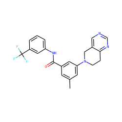 Cc1cc(C(=O)Nc2cccc(C(F)(F)F)c2)cc(N2CCc3ncncc3C2)c1 ZINC000169710106