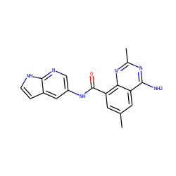 Cc1cc(C(=O)Nc2cnc3[nH]ccc3c2)c2nc(C)nc(N)c2c1 ZINC000066074149