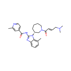 Cc1cc(C(=O)Nc2nc3cccc(C)c3n2[C@@H]2CCCCN(C(=O)/C=C/CN(C)C)C2)ccn1 ZINC000210619361