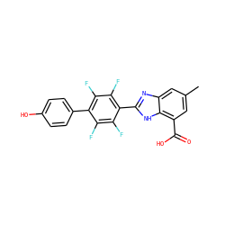 Cc1cc(C(=O)O)c2[nH]c(-c3c(F)c(F)c(-c4ccc(O)cc4)c(F)c3F)nc2c1 ZINC000168635415