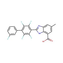 Cc1cc(C(=O)O)c2[nH]c(-c3c(F)c(F)c(-c4cccc(F)c4)c(F)c3F)nc2c1 ZINC000168709407