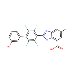 Cc1cc(C(=O)O)c2[nH]c(-c3c(F)c(F)c(-c4cccc(O)c4)c(F)c3F)nc2c1 ZINC000168573893