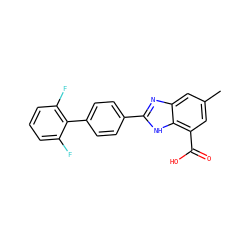 Cc1cc(C(=O)O)c2[nH]c(-c3ccc(-c4c(F)cccc4F)cc3)nc2c1 ZINC000113981848