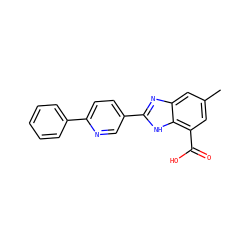 Cc1cc(C(=O)O)c2[nH]c(-c3ccc(-c4ccccc4)nc3)nc2c1 ZINC000113983085