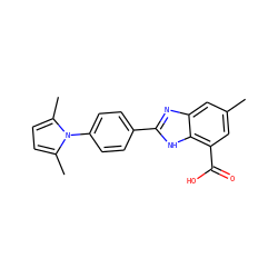 Cc1cc(C(=O)O)c2[nH]c(-c3ccc(-n4c(C)ccc4C)cc3)nc2c1 ZINC000168611916