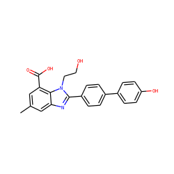 Cc1cc(C(=O)O)c2c(c1)nc(-c1ccc(-c3ccc(O)cc3)cc1)n2CCO ZINC000144707781