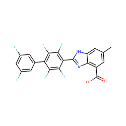 Cc1cc(C(=O)O)c2nc(-c3c(F)c(F)c(-c4cc(F)cc(F)c4)c(F)c3F)[nH]c2c1 ZINC000068247337