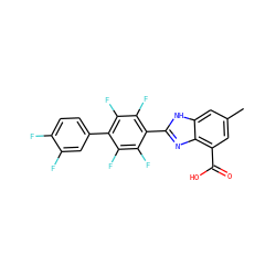 Cc1cc(C(=O)O)c2nc(-c3c(F)c(F)c(-c4ccc(F)c(F)c4)c(F)c3F)[nH]c2c1 ZINC000144717289