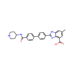 Cc1cc(C(=O)O)c2nc(-c3ccc(-c4ccc(C(=O)NC5CCNCC5)cc4)cc3)[nH]c2c1 ZINC000144707110