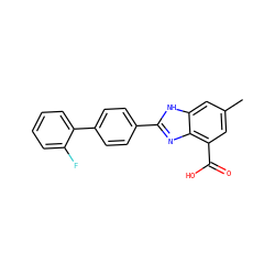 Cc1cc(C(=O)O)c2nc(-c3ccc(-c4ccccc4F)cc3)[nH]c2c1 ZINC000068247339