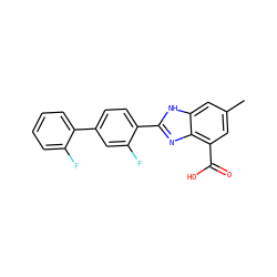 Cc1cc(C(=O)O)c2nc(-c3ccc(-c4ccccc4F)cc3F)[nH]c2c1 ZINC000068247342