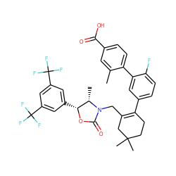 Cc1cc(C(=O)O)ccc1-c1cc(C2=C(CN3C(=O)O[C@H](c4cc(C(F)(F)F)cc(C(F)(F)F)c4)[C@@H]3C)CC(C)(C)CC2)ccc1F ZINC000217021699