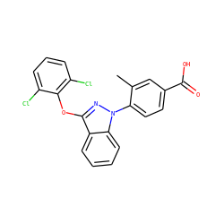 Cc1cc(C(=O)O)ccc1-n1nc(Oc2c(Cl)cccc2Cl)c2ccccc21 ZINC001772599394