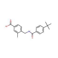Cc1cc(C(=O)O)ccc1CNC(=O)c1ccc(C(C)(C)C)cc1 ZINC001772609436