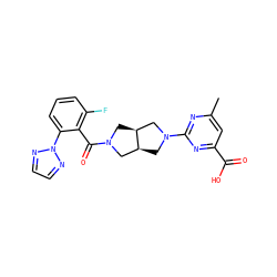 Cc1cc(C(=O)O)nc(N2C[C@H]3CN(C(=O)c4c(F)cccc4-n4nccn4)C[C@H]3C2)n1 ZINC000167100164