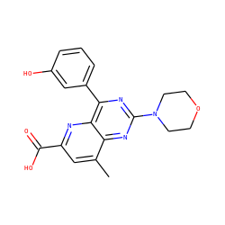 Cc1cc(C(=O)O)nc2c(-c3cccc(O)c3)nc(N3CCOCC3)nc12 ZINC000143082834