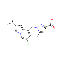 Cc1cc(C(=O)O)nn1Cc1cc(Cl)cn2cc(C(C)C)cc12 ZINC000073170145