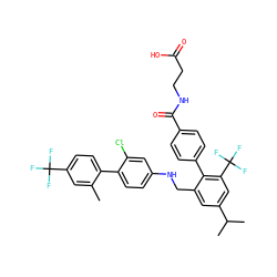 Cc1cc(C(F)(F)F)ccc1-c1ccc(NCc2cc(C(C)C)cc(C(F)(F)F)c2-c2ccc(C(=O)NCCC(=O)O)cc2)cc1Cl ZINC000473105903