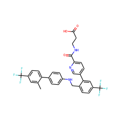 Cc1cc(C(F)(F)F)ccc1-c1ccc(NCc2ccc(C(F)(F)F)cc2-c2ccc(C(=O)NCCC(=O)O)nc2)cc1 ZINC000148459430