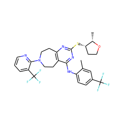 Cc1cc(C(F)(F)F)ccc1Nc1nc(S[C@H]2CCO[C@H]2C)nc2c1CCN(c1ncccc1C(F)(F)F)CC2 ZINC000147000186