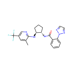Cc1cc(C(F)(F)F)cnc1N[C@H]1CCC[C@@H]1NC(=O)c1ccccc1-n1nccn1 ZINC001772656290