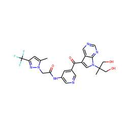 Cc1cc(C(F)(F)F)nn1CC(=O)Nc1cncc(C(=O)c2cn(C(C)(CO)CO)c3ncncc23)c1 ZINC000169707794